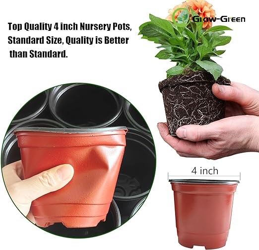 RooTrimmer Plant Nursery Pots with Humidity Domes, 25 Sets 4 Inch Soft Nursery Pots Quality Ones (25 Pots + 25 Clear Lids), Seeds Starter Pots Small Planter Containers