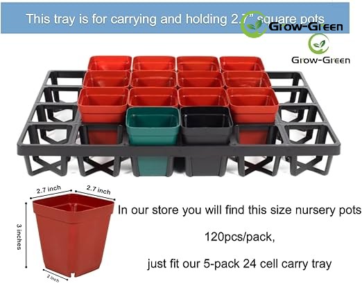 RooTrimmer 5 Pack Flowerpot Moving Tray for Pots,24 Cell Plastic Carrying Trays for Moving POTS