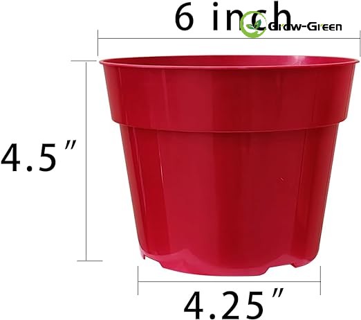 RooTrimmer 6 inch/15cm Top Diameter Plastic Flower Planter Pots 20 Pack Bright Red Color, 20 PCS Water Collecting Trays, Pot Saucers and 20 Soil Block Mesh(Pots+Trays+Mesh)